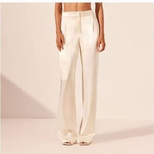 Shona Joy LA LUNE MID RISE STRAIGHT LEG PANT - CREAM